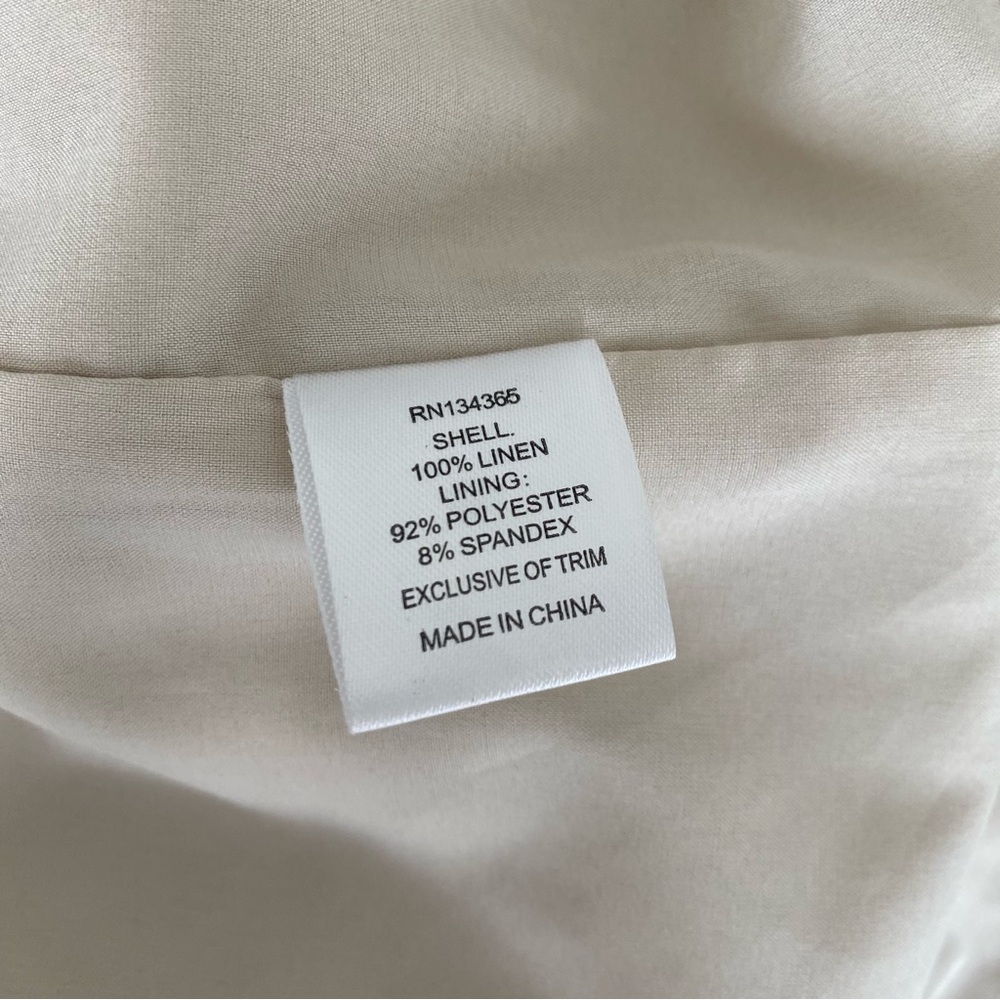 SIGRID OLSEN Signature Women's SZ 8 Linen Beige Embroidered Sheath Dress Career - Picture 4 of 7